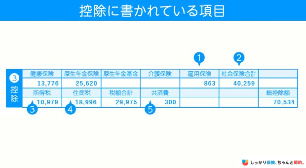 控除に書かれている項目