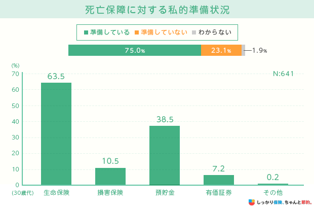 30代の死亡保障に対する私的準備状況