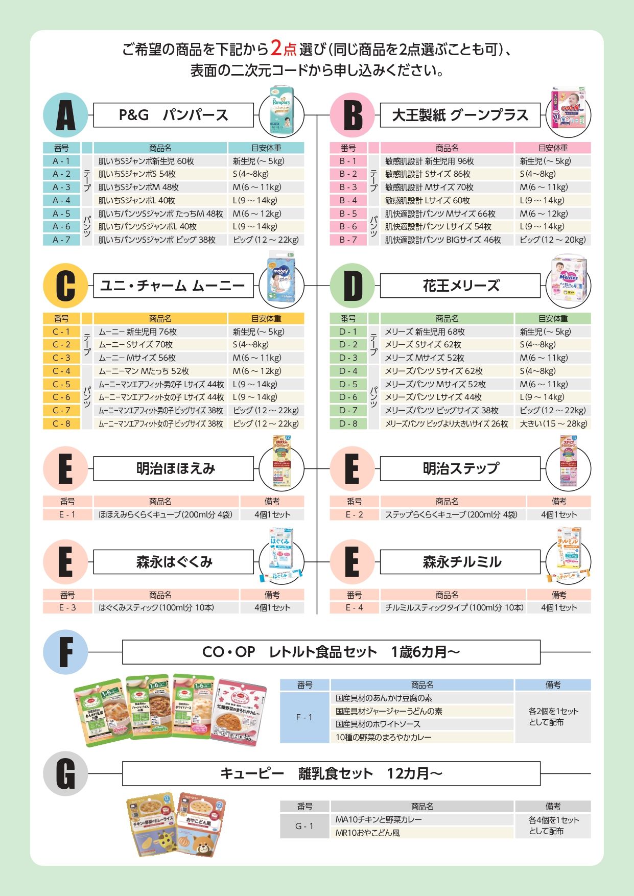 鳴門市おむつ・粉ミルク等無償宅配事業対象商品