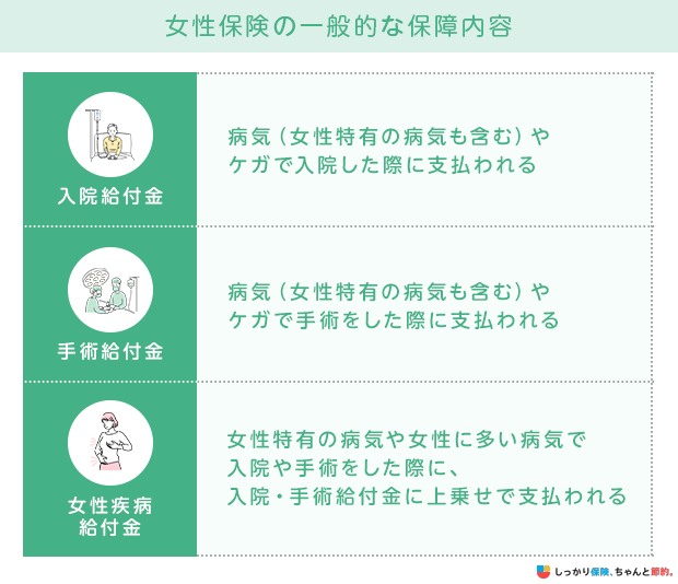 女性保険の一般的な保障内容